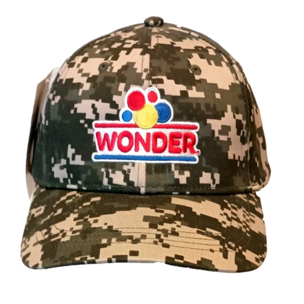 Classic Wonder Bread Logo Camo Camouflage Baseball Cap Hat New OSFM